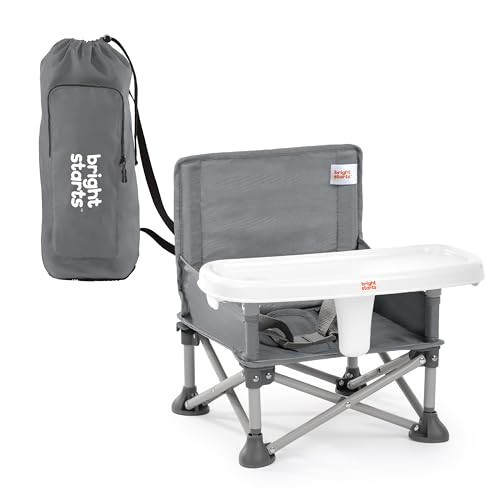 Bright Starts Pop 'N Sit Portable Booster, Indoor/Outdoor Use, Floor Seat with Feeding Tray, Grey, 6 Mos - 3 Yrs | Amazon (US)