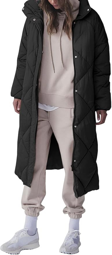 Tankaneo Women's Quilted Puffer Jacket Long Winter Coats Zip Up Baggy Down Outerwear with Pockets | Amazon (US)