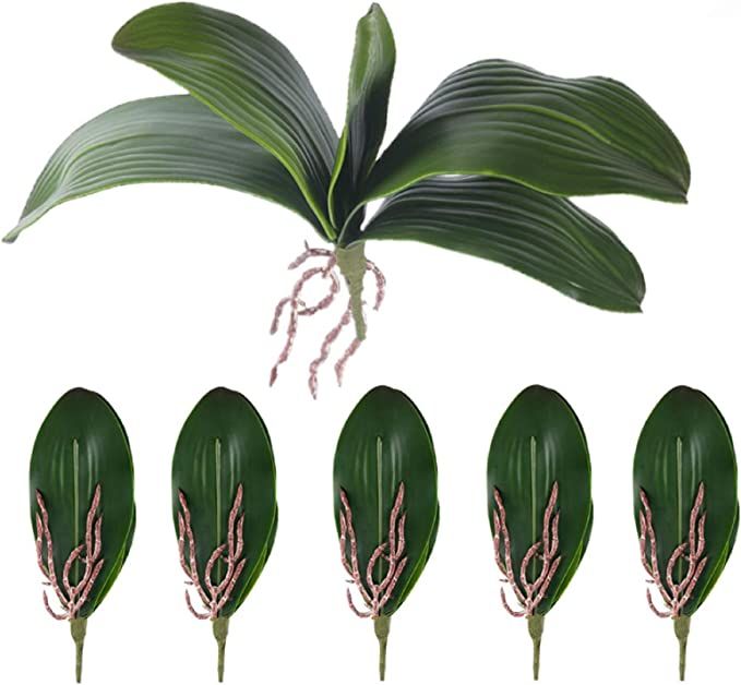 Miracliy Phalaenopsis Orchids Leaves Artificial Real Looking Roots Latex Touch Plants Green Faux ... | Amazon (US)