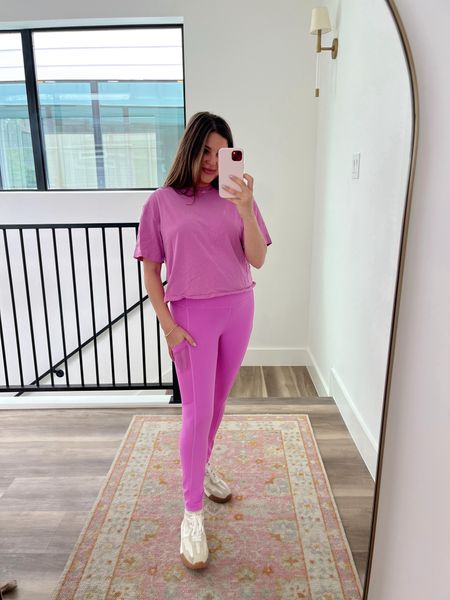 I am loving this orchid colored fabletics set! Wearing a size small in both. These leggings look great with a white tank as well. 

Fabletics. Workout set. Athlesiure. Purple set. Fitness. High waisted legging. Cotton tee. Racerback tank. 

#LTKActive #LTKfindsunder50 #LTKsalealert