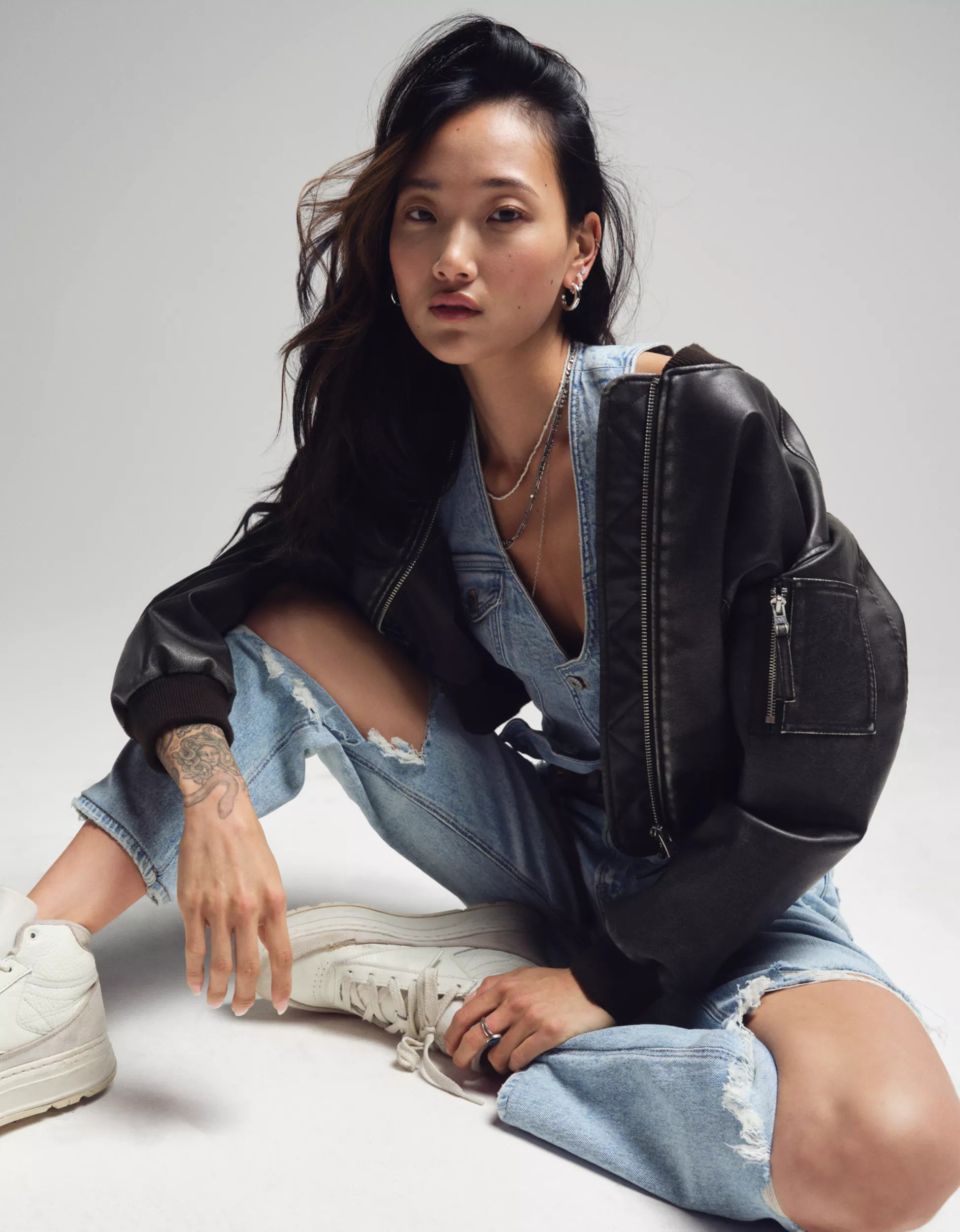 AE Vegan Leather Cropped Bomber Jacket | American Eagle Outfitters (US & CA)