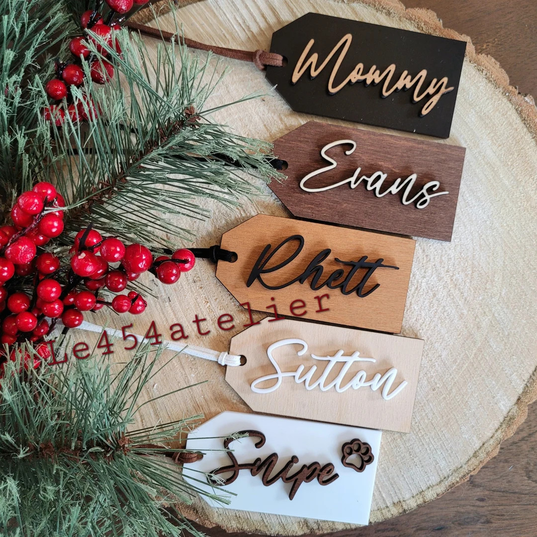 Personalized Wooden Tags Stocking Name Tags Custom Gift - Etsy | Etsy (US)