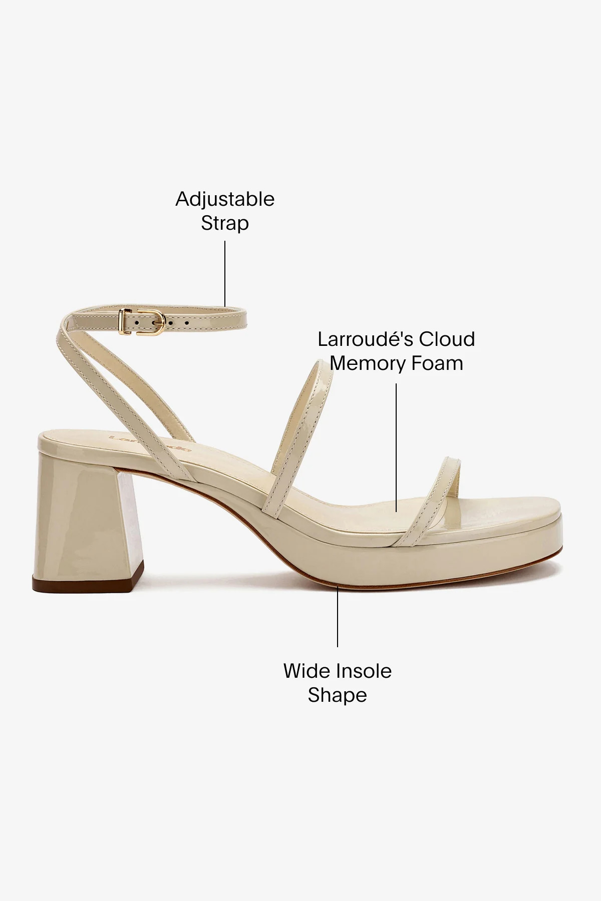 Gio Sandal In Ivory Patent Leather | Larroude