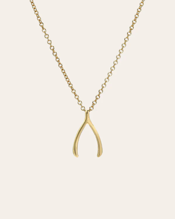 14k Gold Wishbone Necklace | Zoe Lev Jewelry