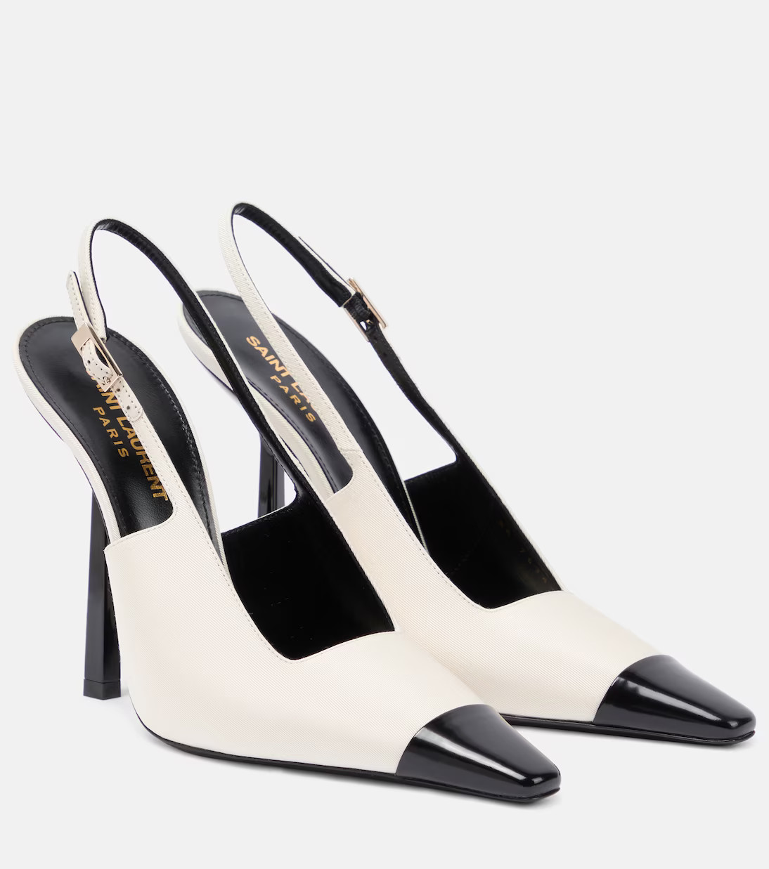 Ines leather-trimmed satin slingback pumps | Mytheresa (US/CA)