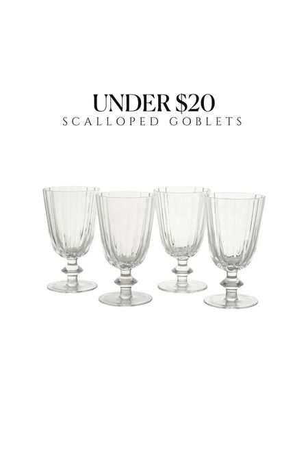 Set of 4 under $20! I have these scalloped glasses and they are so pretty! Perfect for Easter and should arrive by Saturday!! ✨ scalloped goblet 

#LTKsalealert #LTKfindsunder50 #LTKhome