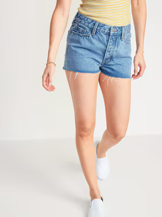 High-Waisted O.G. Straight Button-Fly Cut-Off Jean Shorts for Women -- 1.5-inch inseam | Old Navy (US)