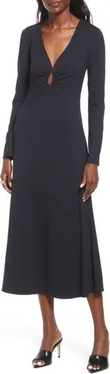 Ruched Cutout Long Sleeve Midi Dress | Nordstrom