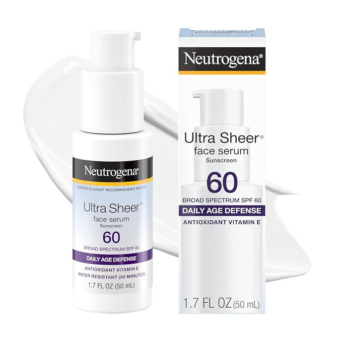 Neutrogena Ultra Sheer Sunscreen Serum SPF 60, Fragrance-Free, 1.7 fl. oz | Broad Spectrum UVA/UV... | Amazon (US)