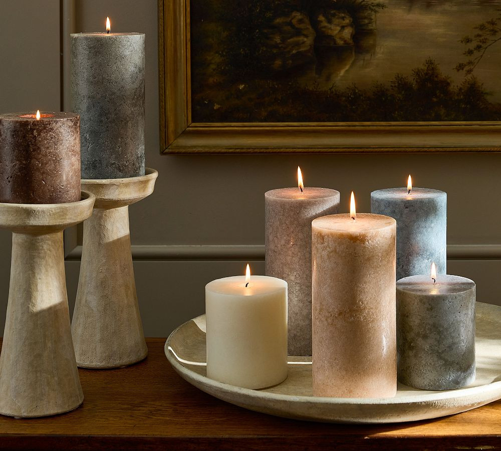 Marble Stone Pillar Candle | Pottery Barn (US)