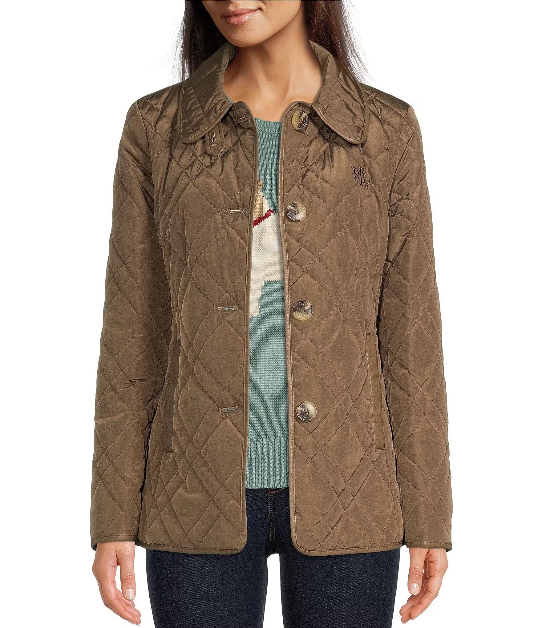 Long Sleeve Single Breasted Water Resistant Quilted Barn Coat | Dillard's