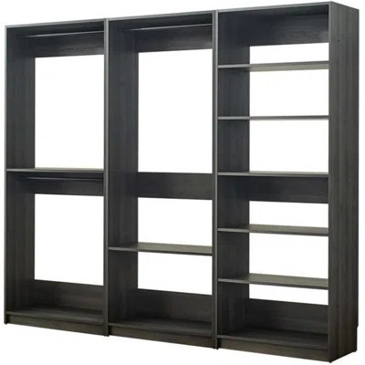 Gray Freestanding Walk in Wood Closet System for Contemporary Closet Room Design | Wayfair North America