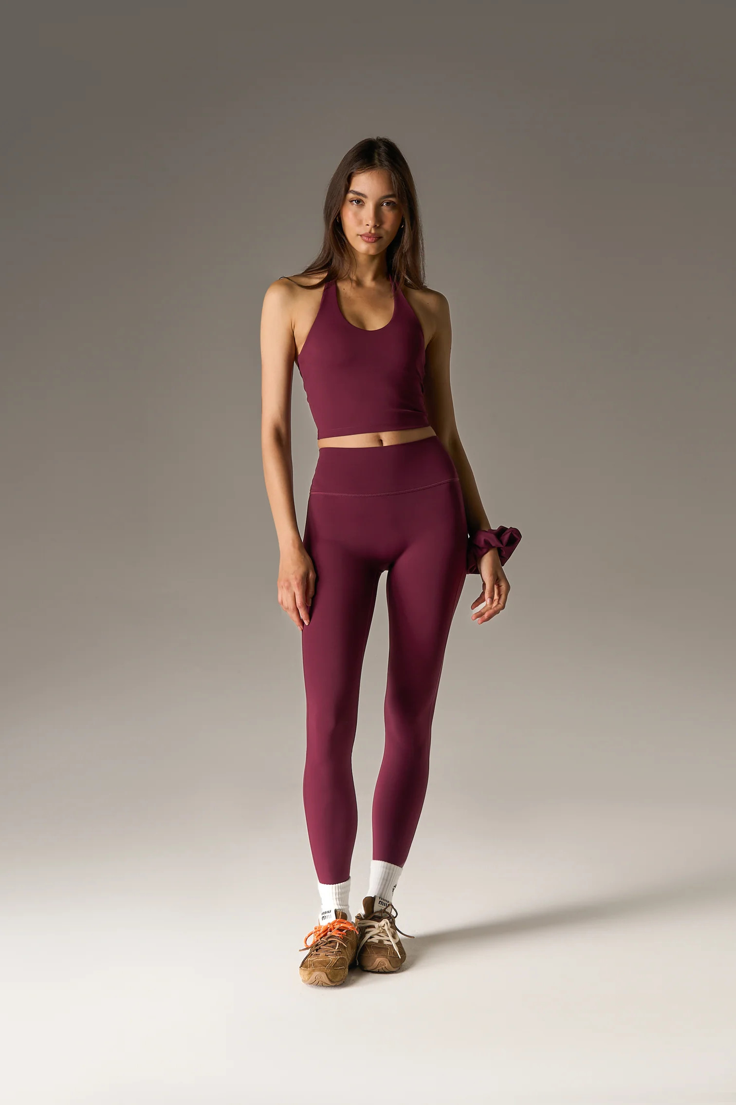 SCULPTING STRETCH HALTERNECK TOP - PLUM | The Couture Club