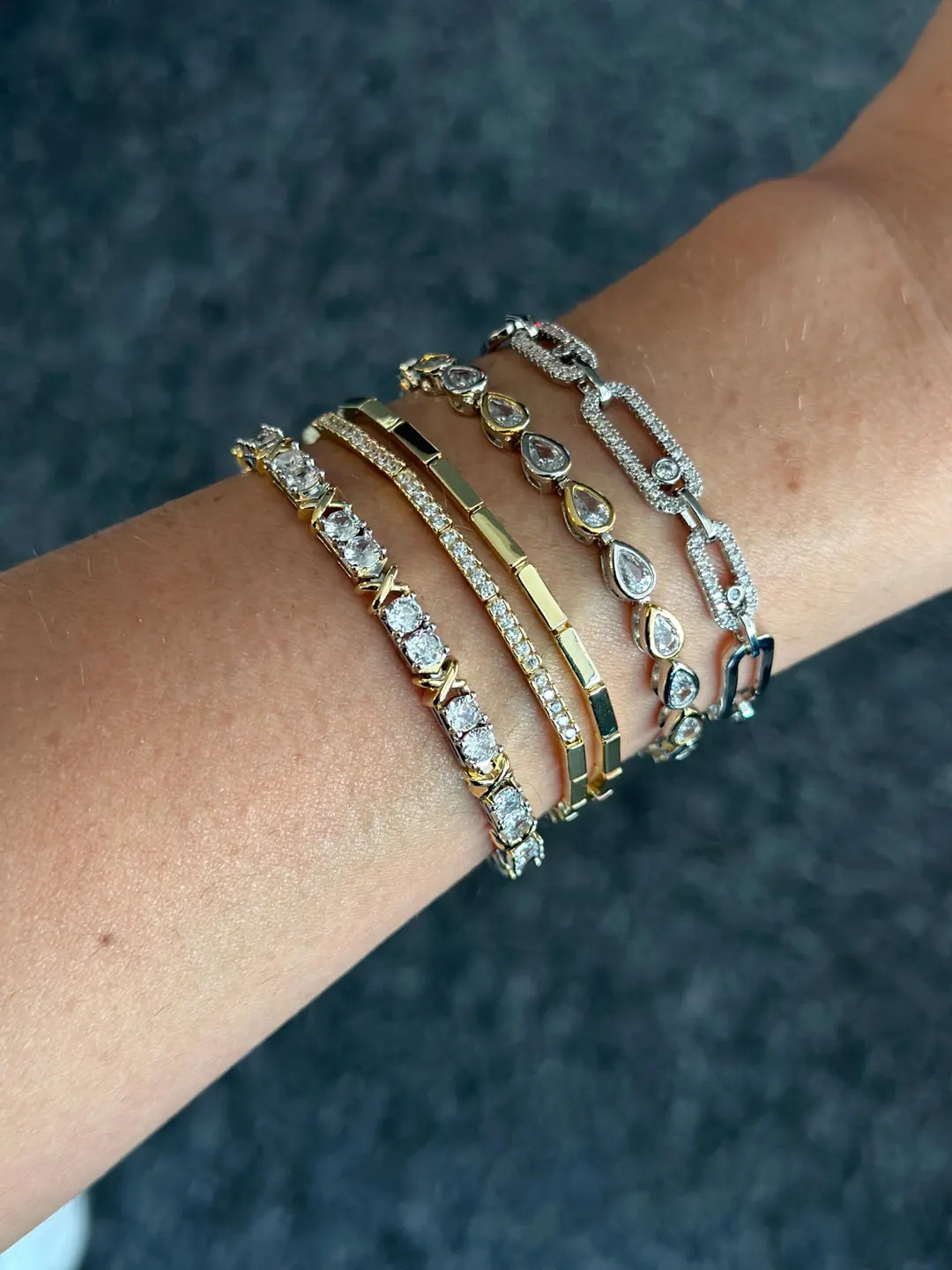 Drop Diamonds Tennis Bracelet Silver & Gold Drop Link Bracelet Wedding Jewelry Minimalist Bracele... | Etsy (US)