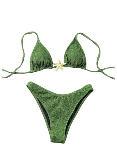 SOLY HUX Women's Sexy Halter Triangle Bikini Set Tie String Swimsuit High Cut Thong Two Piece Bat... | Amazon (US)