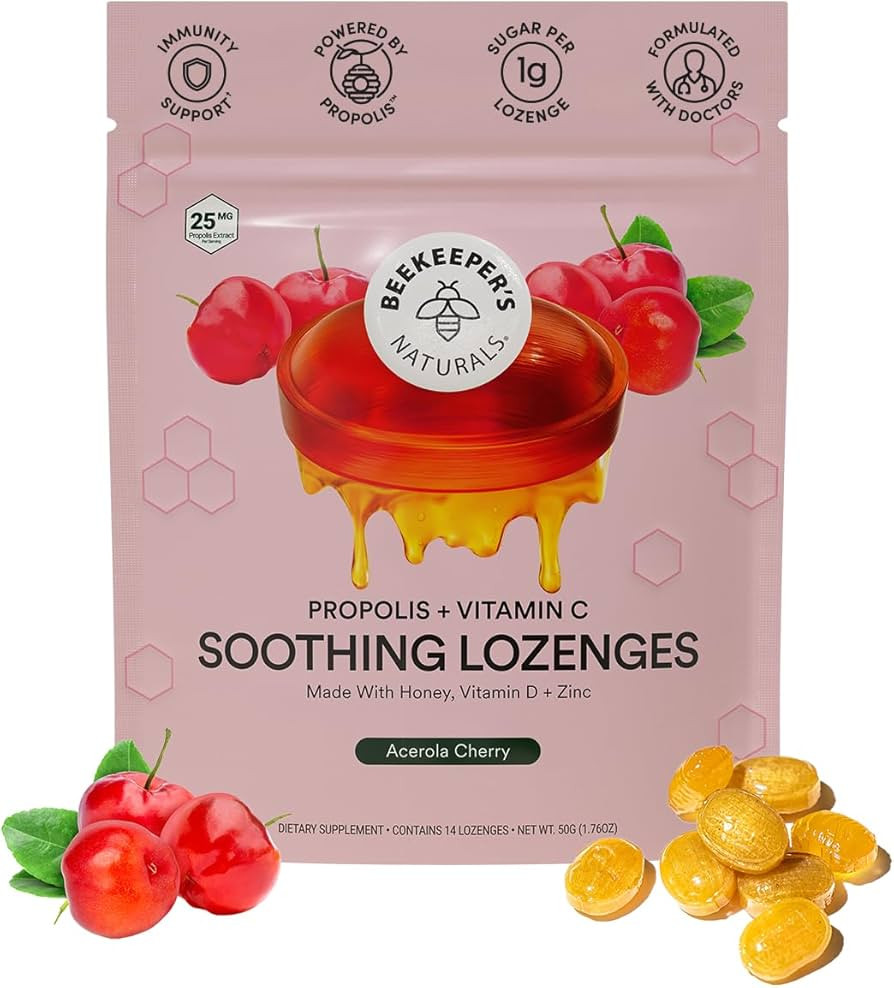 Beekeeper's Naturals Soothing Cherry Cough Drops - Immune Support with Vitamin C, D and Propolis ... | Amazon (US)