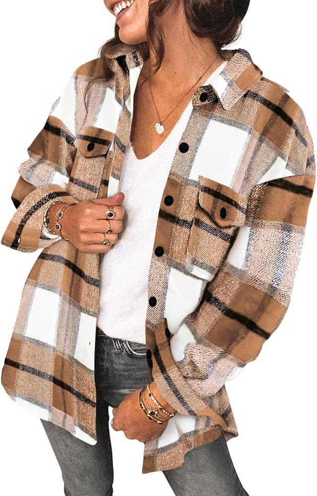 Saslax Womens Corduroy Shirt Long Sleeve Oversized Button Up V Neck Blouses Tops Loose Shacket Jacke | Amazon (US)