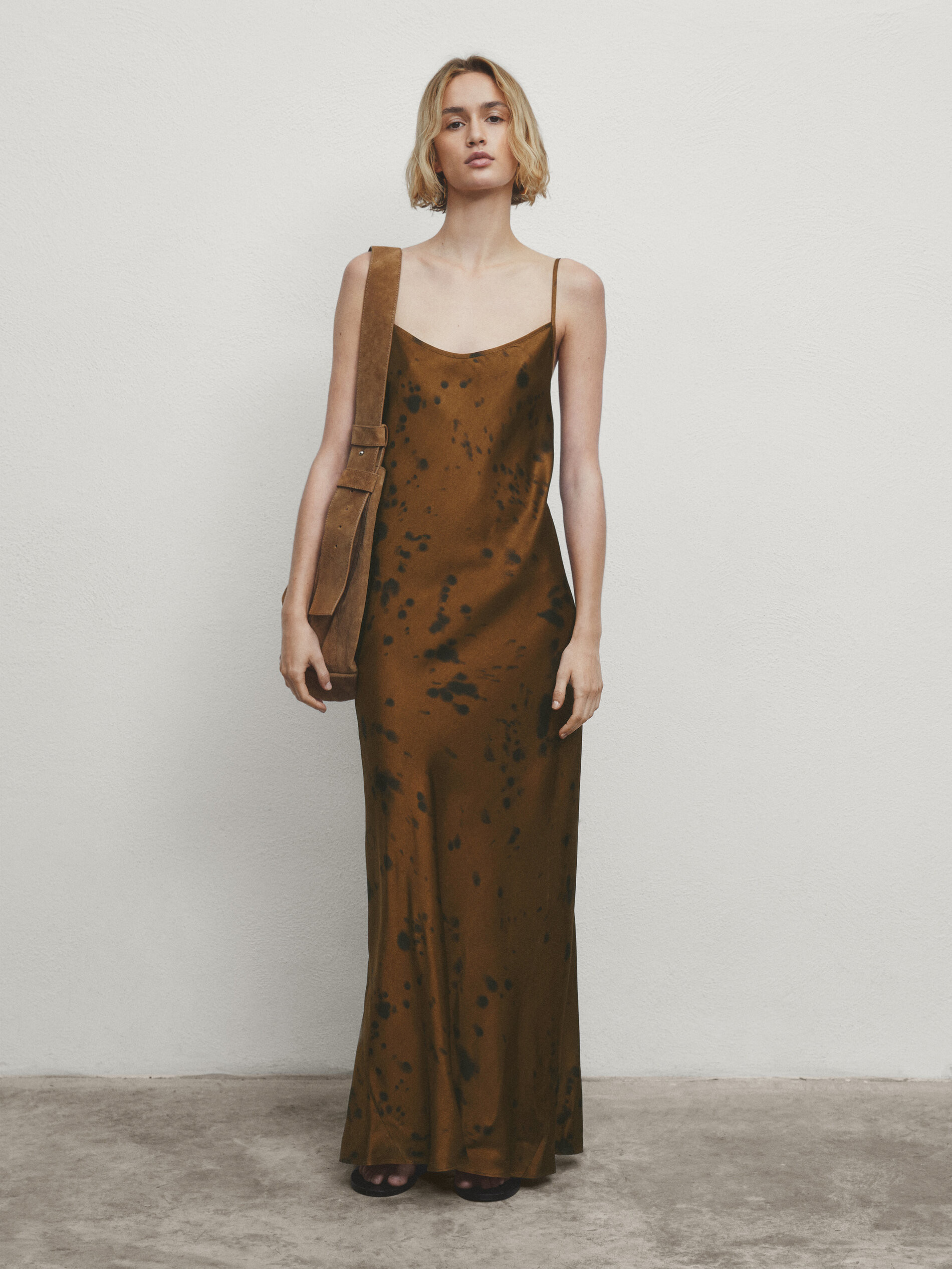 Printed strappy long dress | Massimo Dutti US