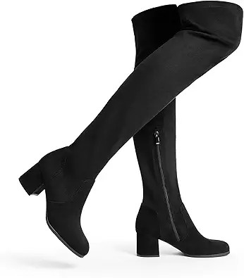 DREAM PAIRS Women's Laurence Over The Knee Thigh High Chunky Heel Boots Long Stretch Sexy Fall Bo... | Amazon (US)