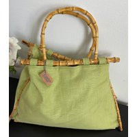 Bamboo 54 Hand Bag Green Fabric Bamboo Made Women's Tote Purse | Etsy (US)