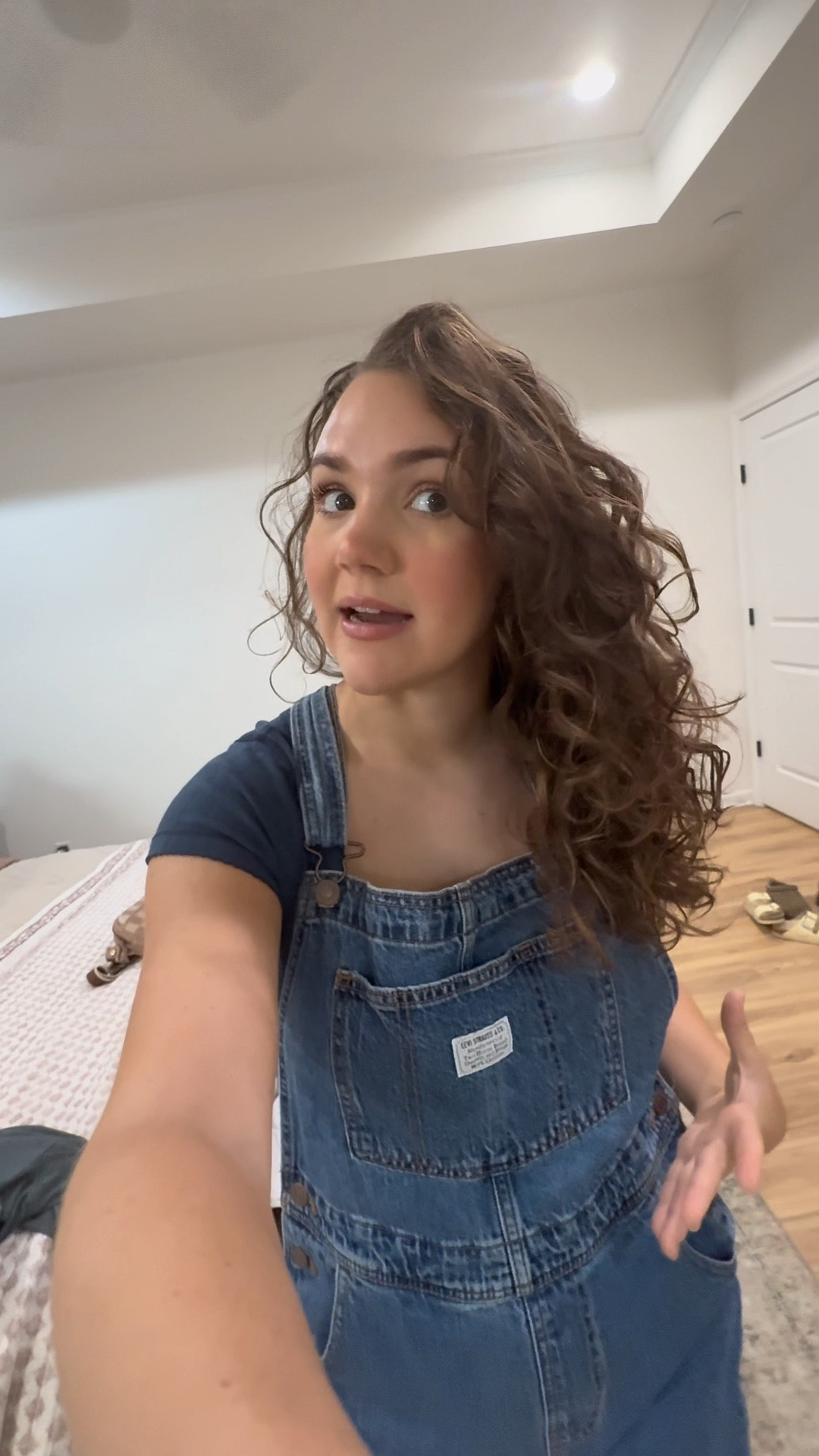 phone case “Devin” for 10% off! wearing a medium in overalls— linked hair products used!! 