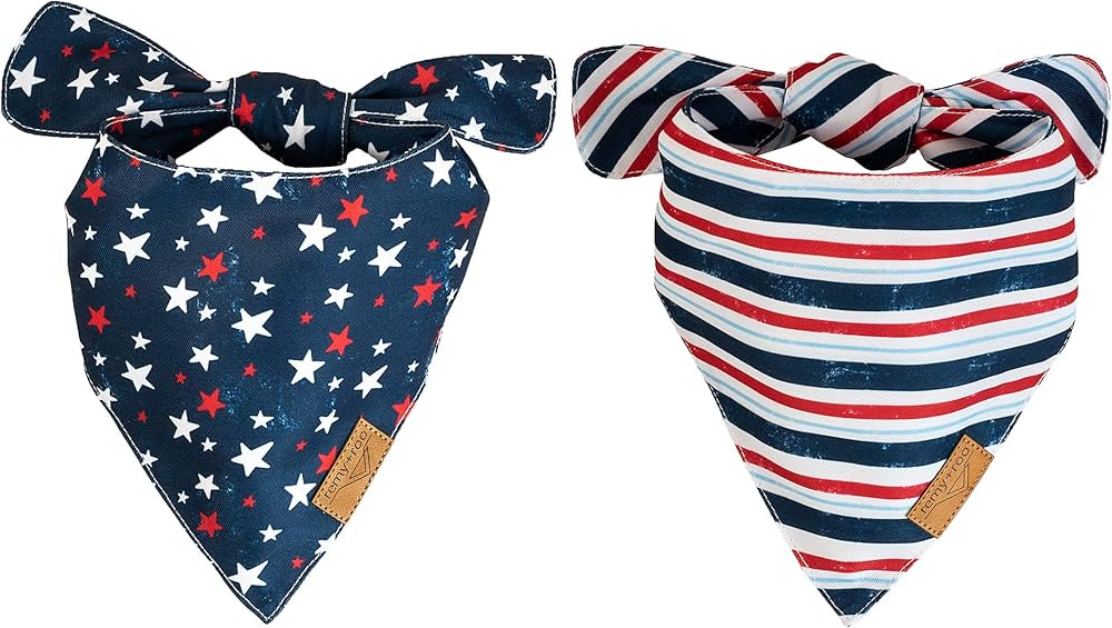 Remy+Roo Dog Bandanas - 2 Pack | Stars+Stripes Set | Premium Durable Fabric | Unique Shape | Adju... | Amazon (US)