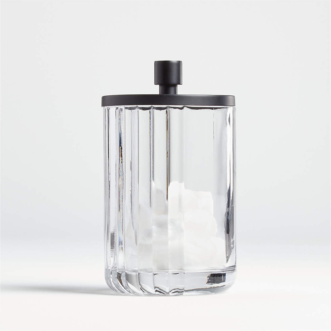 Ribbed Black Glass Canister Large + Reviews | Crate & Barrel | Crate & Barrel