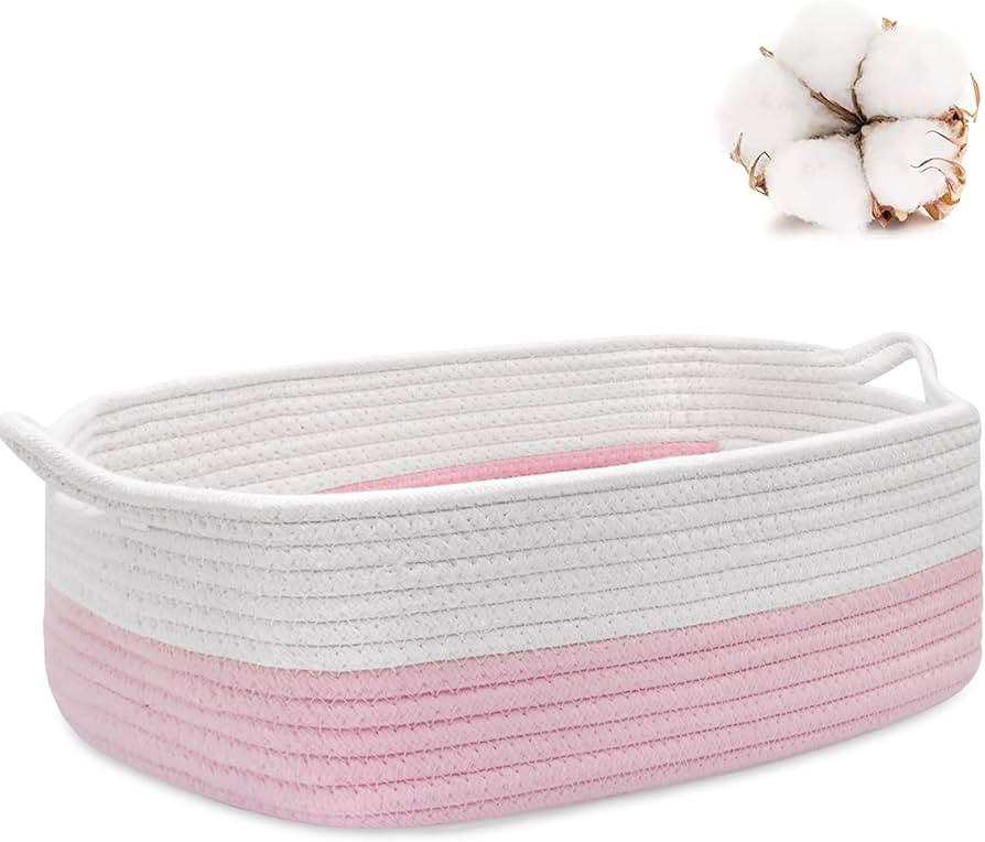 ABenkle Rope Storage Basket, 14.2''x 11''x 5.1'' Cotton Woven Dog Cat Toy Bins, Cube Soft Baskets... | Amazon (US)