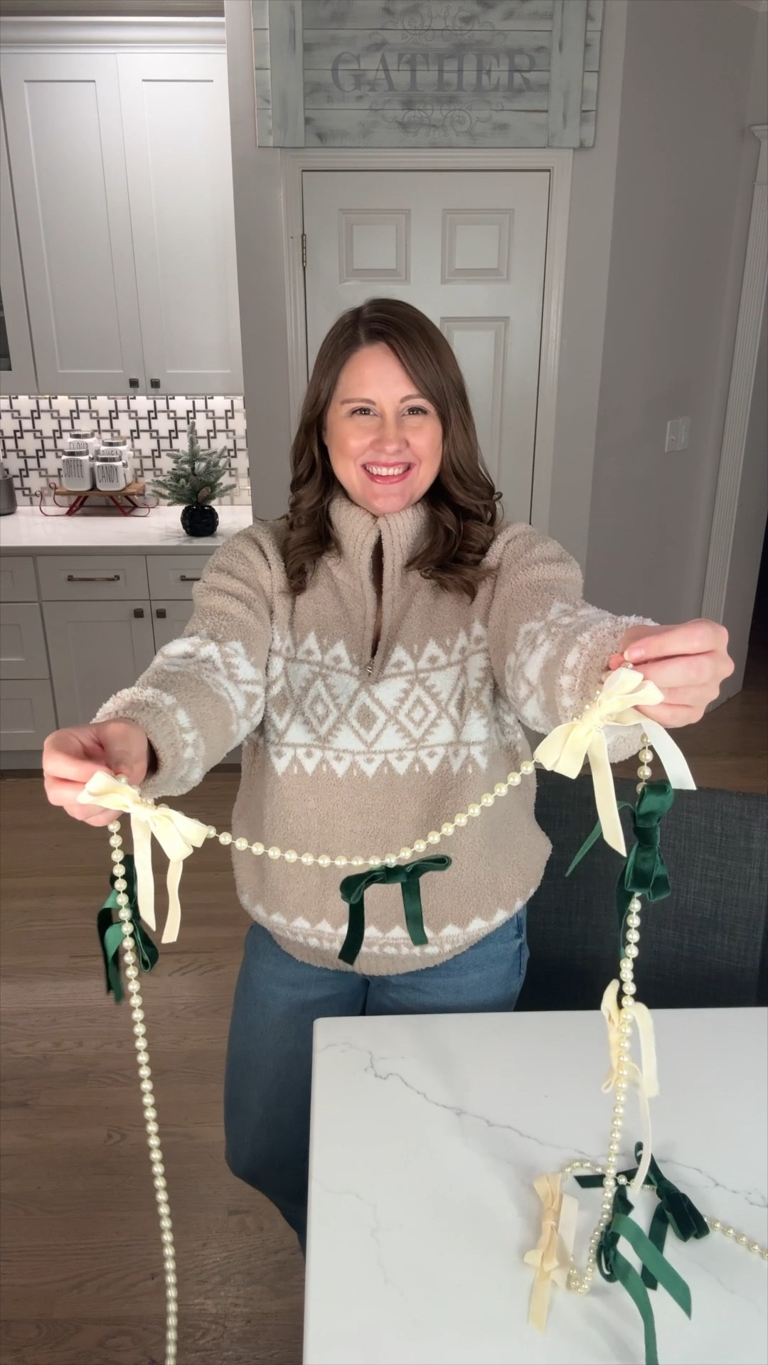 This DIY velvet bow garland is giving all the Love Shack Fancy vibes—for way less! 🎀✨ SAVE this! 💕 I shared a simple hack to tie the perfect bows (check out that video too!). Once your bows are ready, just hot glue them to a pearl garland for a stunning holiday look! 🎄 #DIYHolidayDecor #BowGarland #HolidayDIY #Bows #HolidayDecorations #Garland  

#LTKHoliday #LTKSeasonal #LTKHoliday #LTKHome