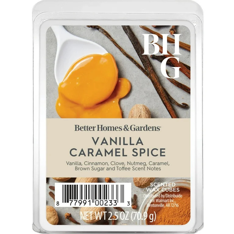 Vanilla Caramel Spice Scented Wax Melts, Better Homes & Gardens, 2.5 oz (1-Pack) - Walmart.com | Walmart (US)