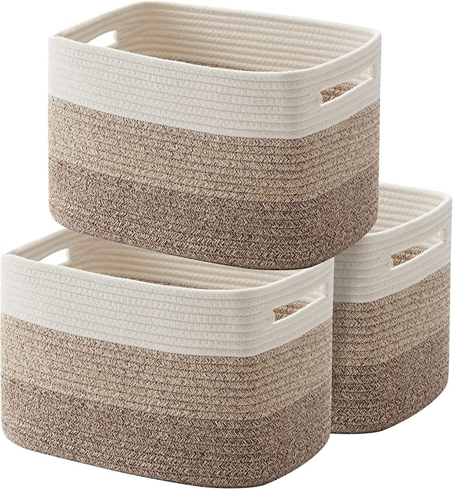 OIAHOMY Storage Basket, Woven Baskets for Storage, Cotton Rope Basket for toys,Towel Baskets for ... | Amazon (US)