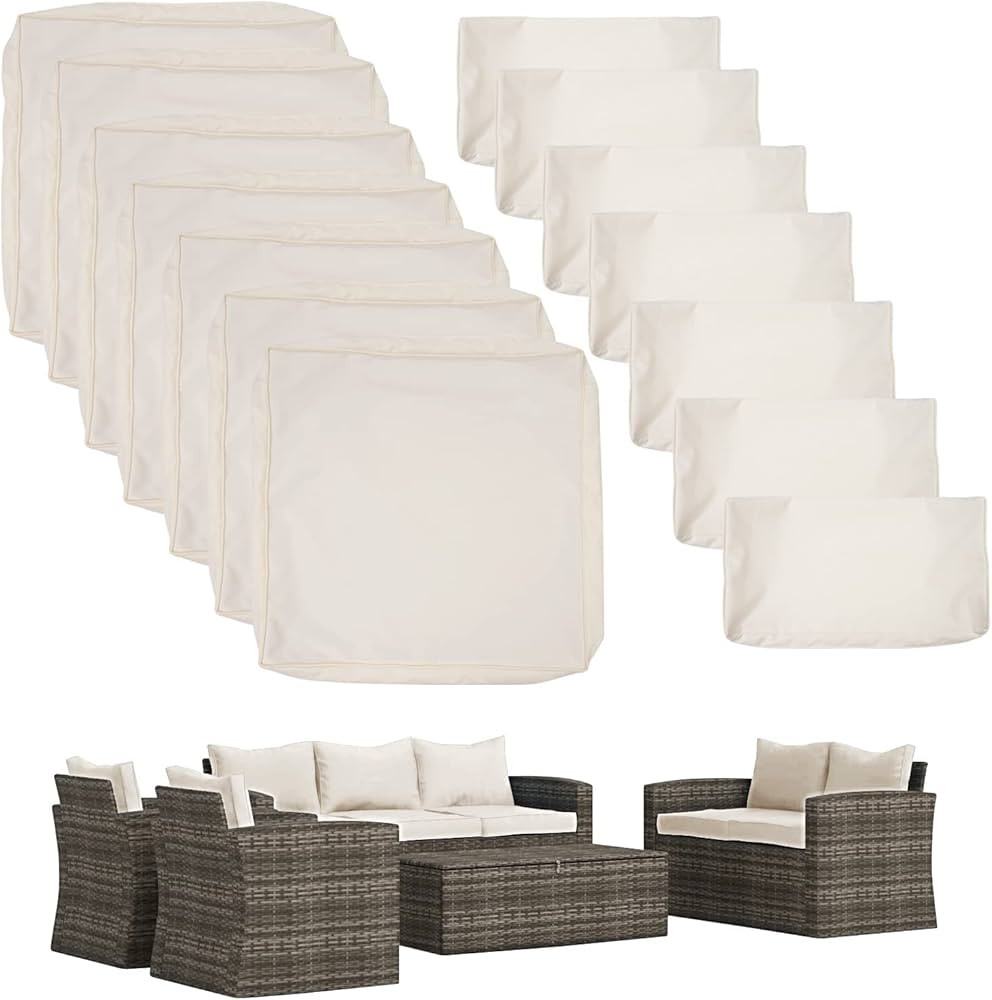 14 Pack Outdoor Patio Cushions Pillows Replacement Covers Fit for 5 Pieces 7-Seater Wicker Rattan... | Amazon (US)