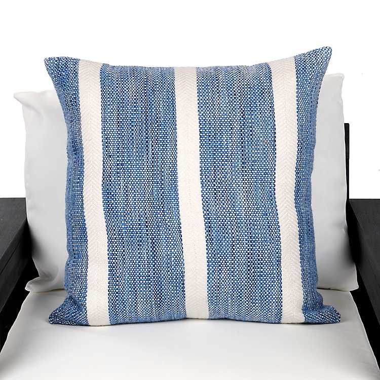 Blue Wide Stripe Outdoor Pillow | Kirklands
