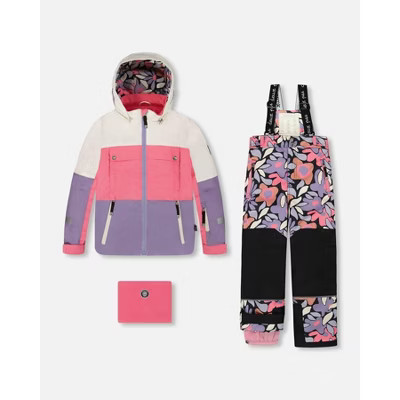 Deux par Deux Girl Two-Piece Teknik Snowsuit Black Retro Flower Print - 9 Years | Target