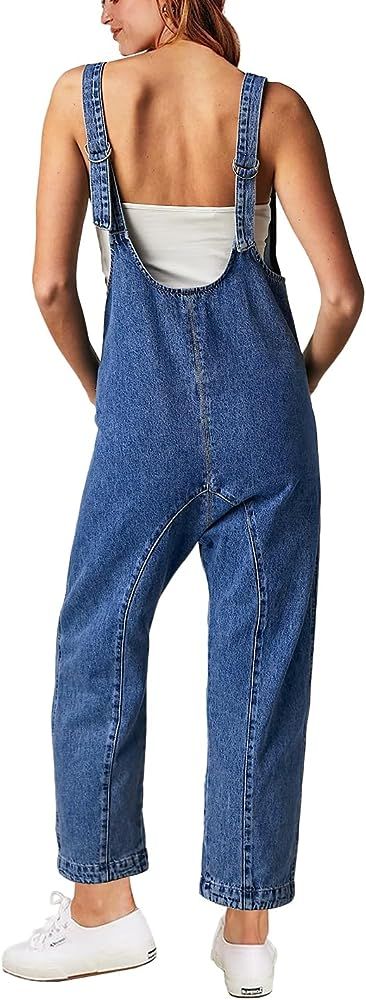 High Roller Denim Jumpsuits for Women Casual Sleeveless Loose Baggy Overalls Jeans Pants Jumpers ... | Amazon (US)