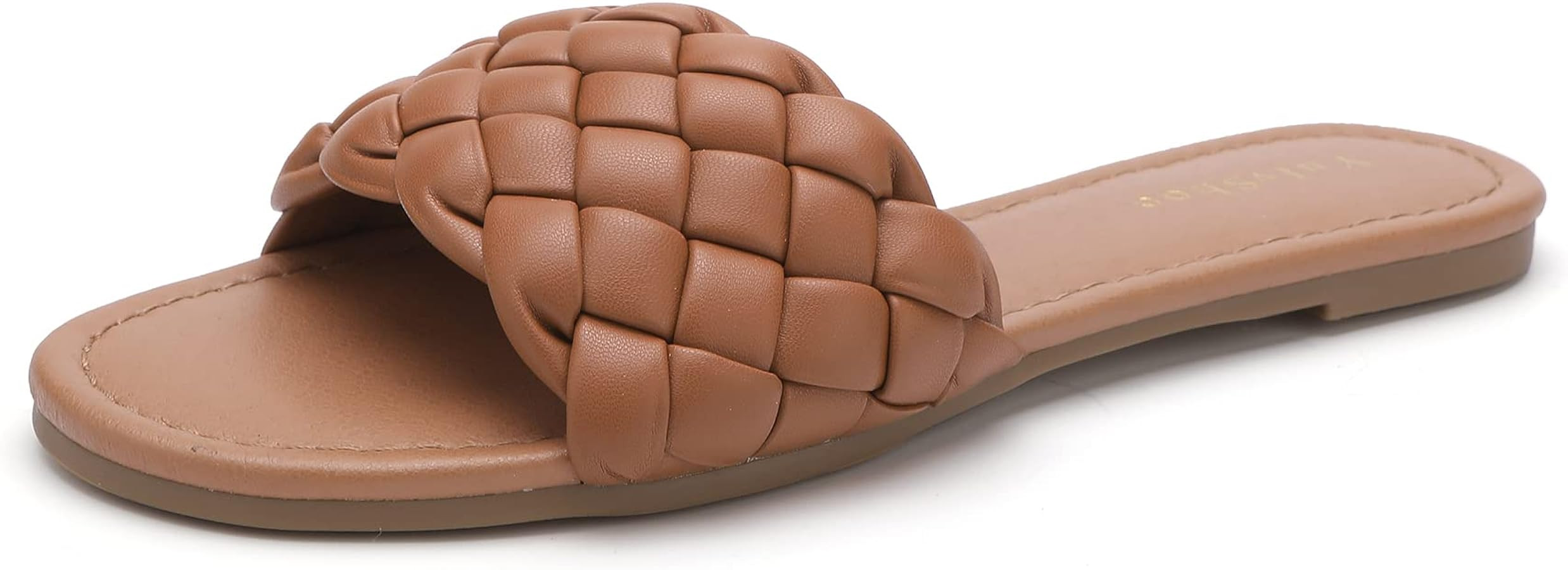 Women's Braided Flat Sandals Fashion Woven Open Toe Slip On Slides Strappy Beach Sandals Slippers... | Amazon (US)