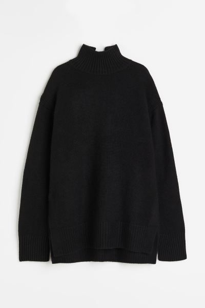 Oversized Turtleneck Sweater - Black - Ladies | H&M US | H&M (US + CA)