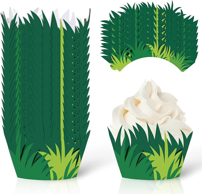 Whaline 36Pcs Green Grass Cupcake Wrappers Grass Cupcake Liners Decorative Cupcake Holders for Pa... | Amazon (US)