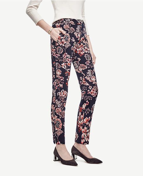 Winter Geranium Jacquard Ankle Pants | Ann Taylor (US)