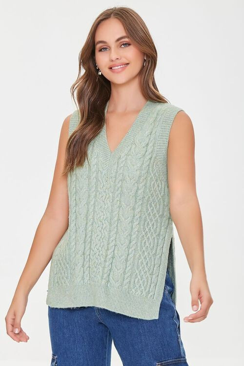 Cable Knit Slit Sweater Vest | Forever 21 (US)