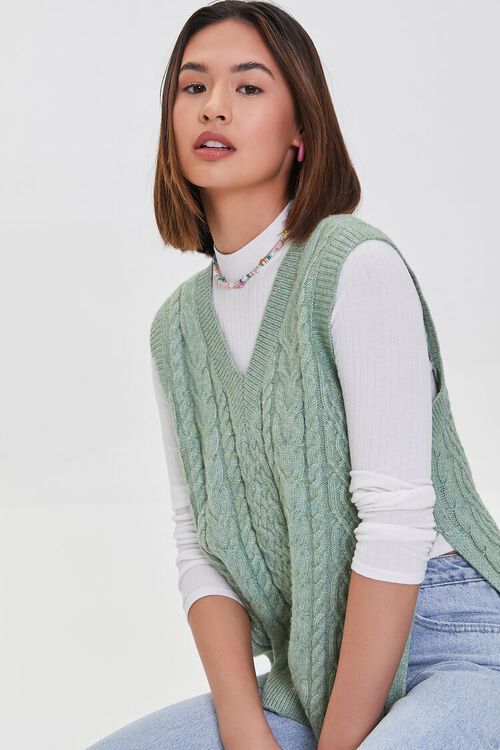 Cable Knit Slit Sweater Vest | Forever 21 (US)