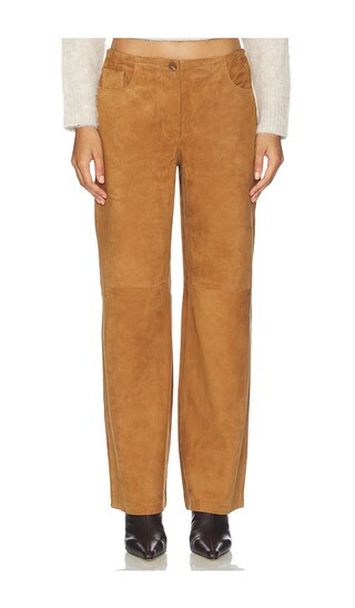 La Ligne Suede Jenny Pant in Brown. - size S | Revolve Clothing (Global)