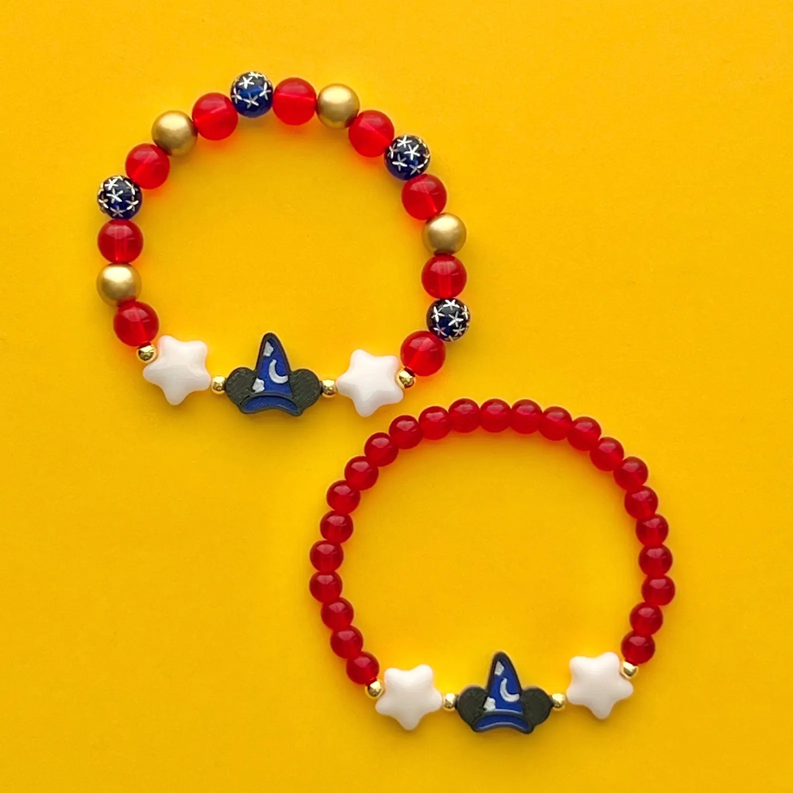 Sorcerer Mickey Hat & Stars Beaded Bracelet - Etsy | Etsy (US)