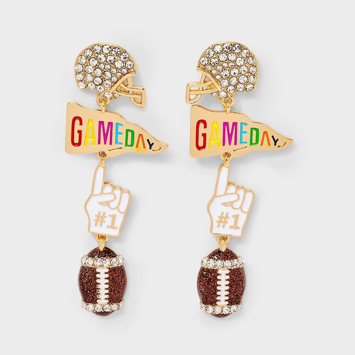 SUGARFIX by BaubleBar Touchdown Season Statement Earrings - Gold/Brown | Target