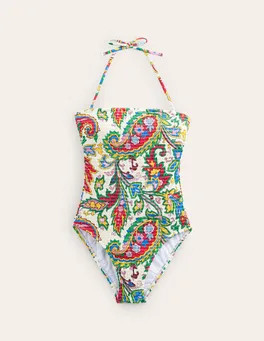 Milos Smocked Bandeau Swimsuit | Boden (US)