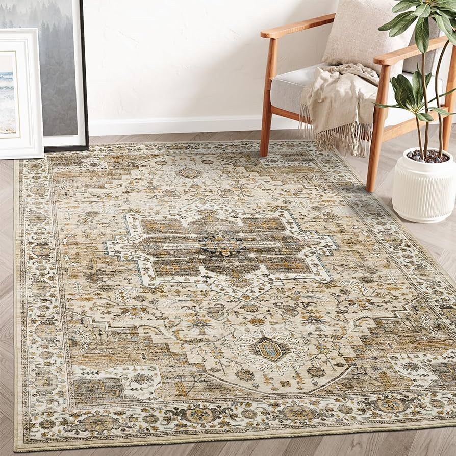 8x10 Area Rugs for Living Room, Vintage Washable Rug with Non-Slip Backing, Stain Resistant Large... | Amazon (US)
