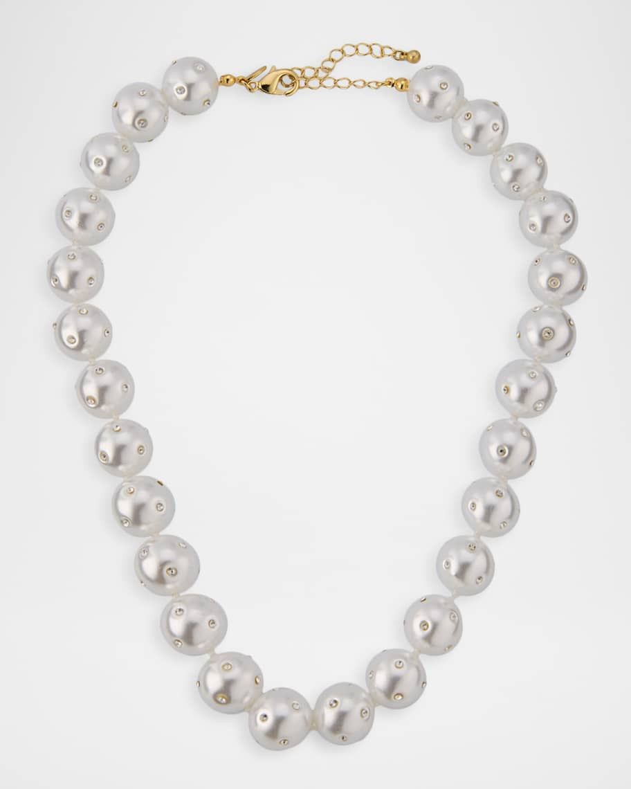 Kenneth Jay Lane Crystal Dot Pearly Beaded Necklace | Neiman Marcus