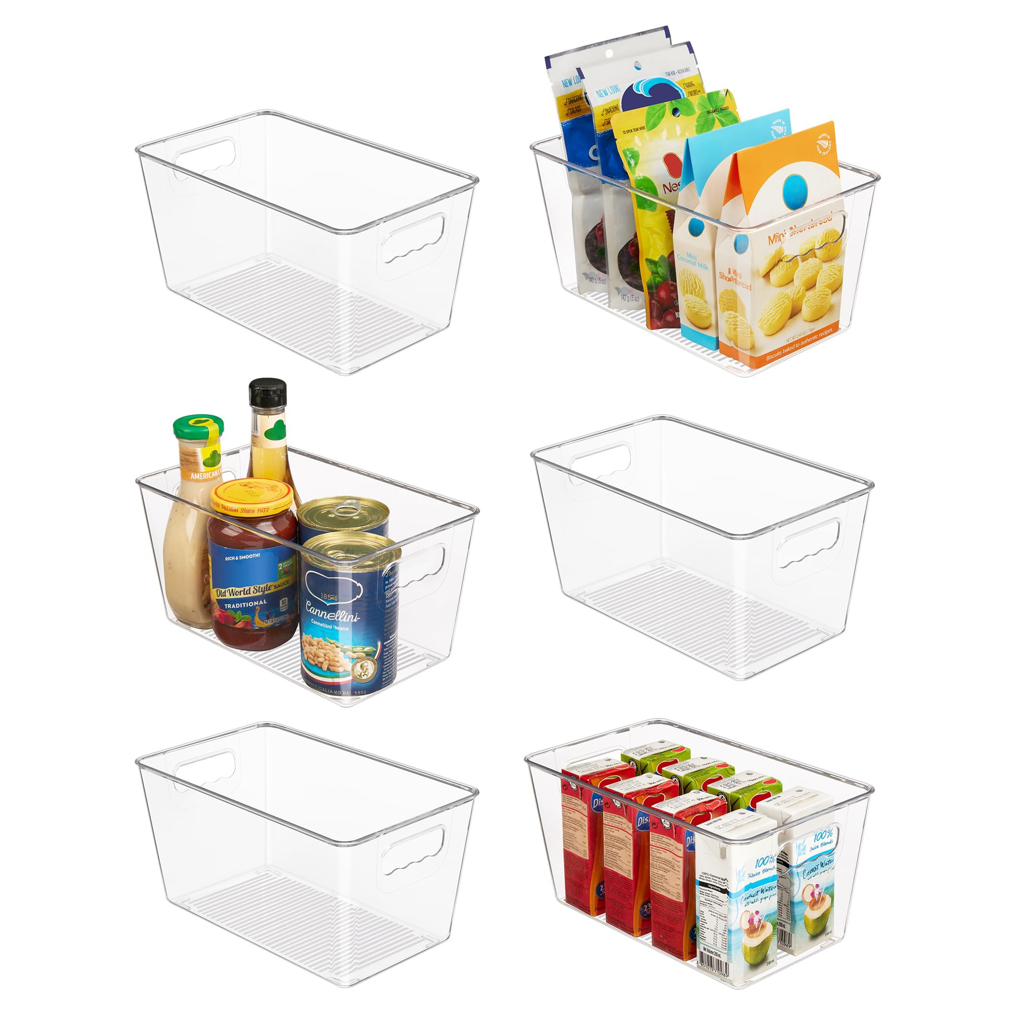 Vtopmart Clear Plastic Storage Bins, 6 PCS Pantry Organizer Bins with Handle for Refrigerator, Fr... | Amazon (US)