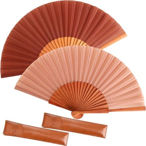 Blulu 2 Pieces Folding Handheld Silk Fan Pear Wood Vintage Spanish Fans with Leather Cover for Wo... | Amazon (US)
