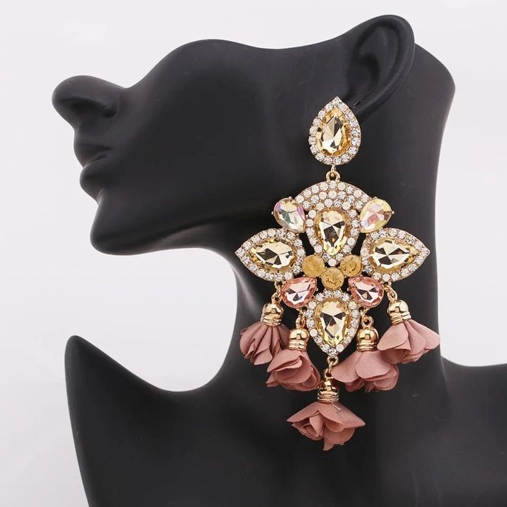 Rhinestone & Flower Decor Drop Earrings | SHEIN